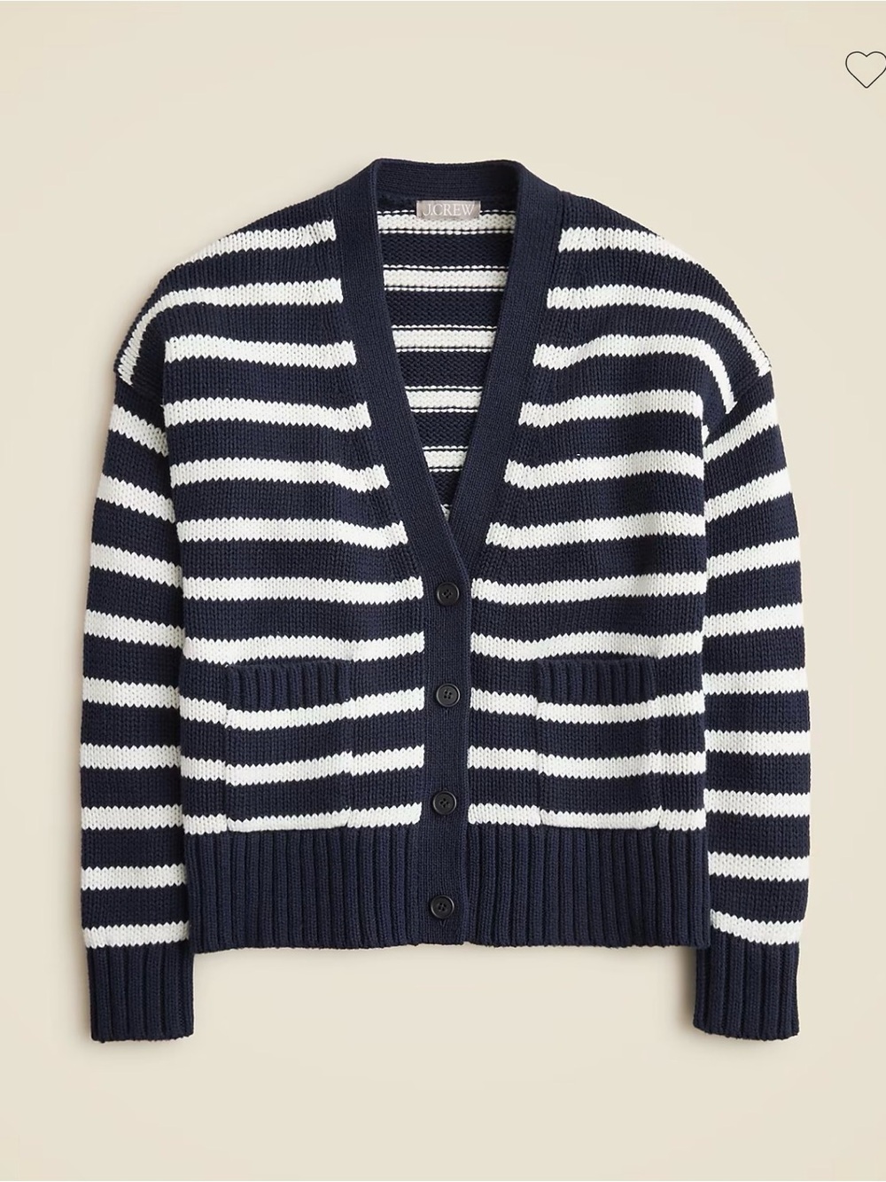 J. Crew Navy & White Striped V-Neck Cardigan - Picture 7 of 7